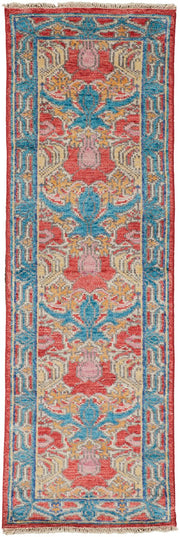Bennet Hand Knotted Blue and Red Rug by BD Fine Flatshot Image 1