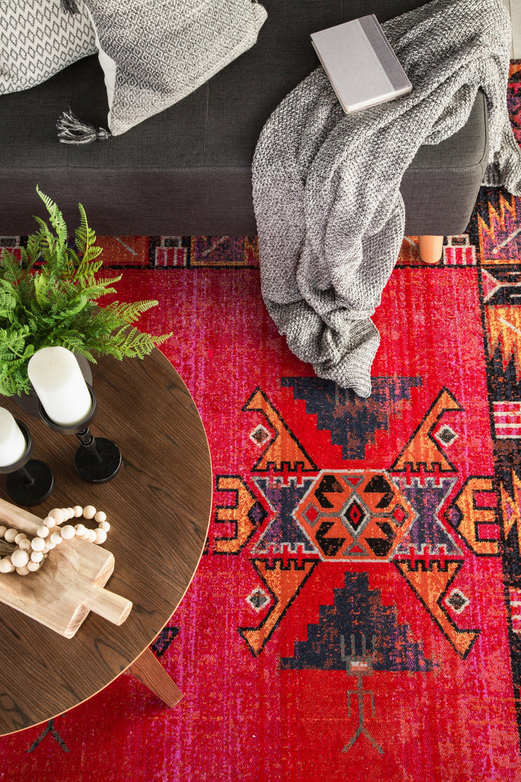 Paloma Indoor/ Outdoor Tribal Red & Black Area Rug