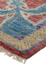 Bennet Hand Knotted Blue and Red Rug by BD Fine Corner Image 1