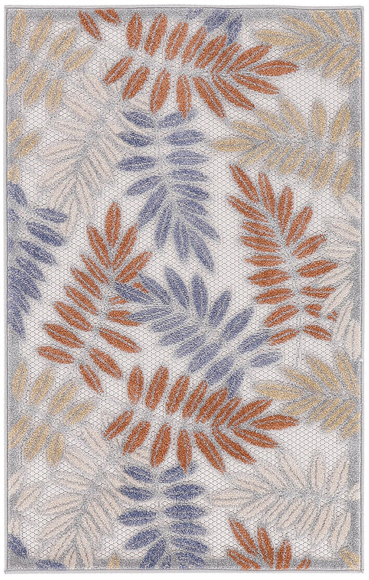 Aloha Indoor Outdoor Blue Mocha Floral Rug By Nourison Nsn 099446921475 1
