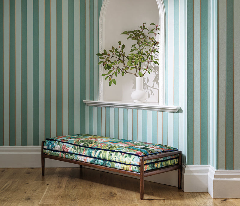 media image for Regency Stripe Flocked Wallpaper 221