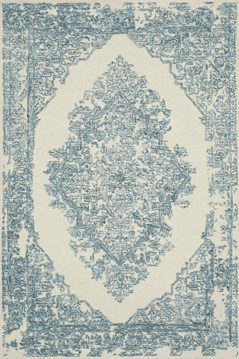 media image for Annie Hooked White / Blue Rug Flatshot Image 247