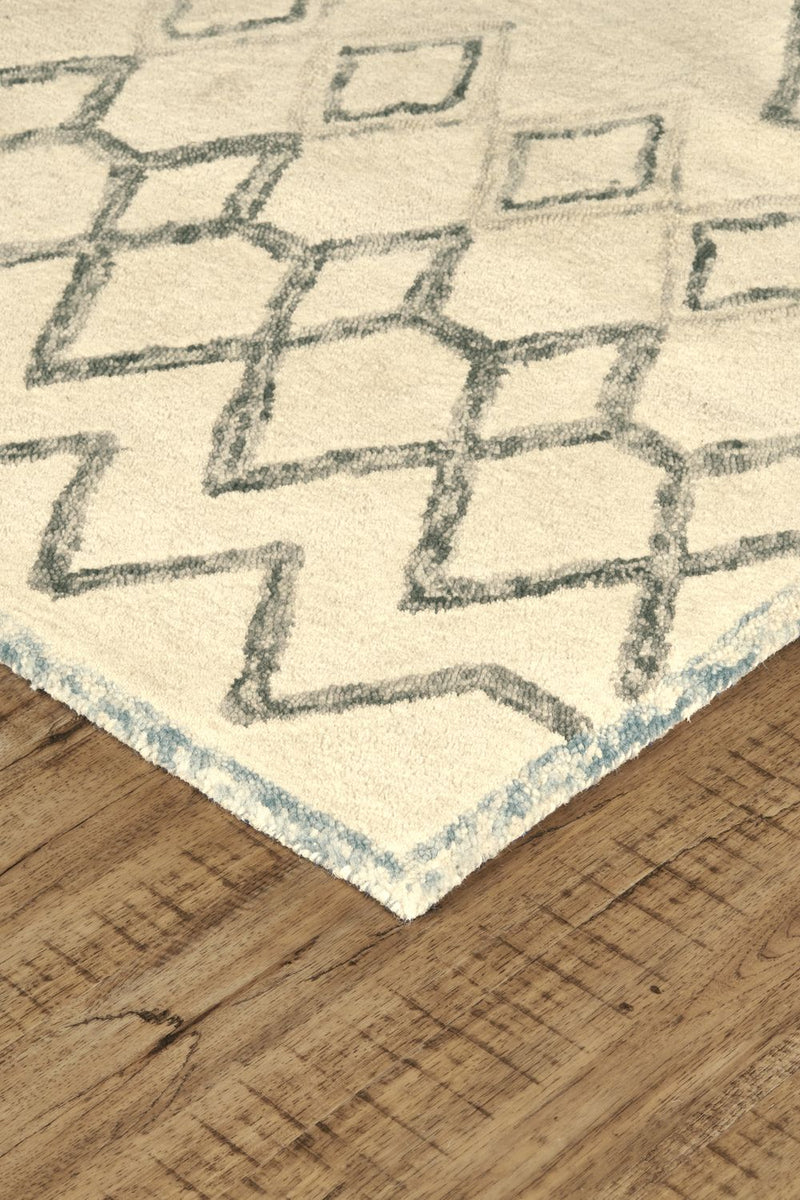 media image for Quillan Hand Tufted Beige and Blue Rug by BD Fine Corner Image 1 216