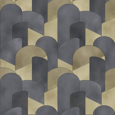 product image of sample 3d geometric graphic wallpaper in gold black from the elle decoration collection by galerie wallcoverings 1 593