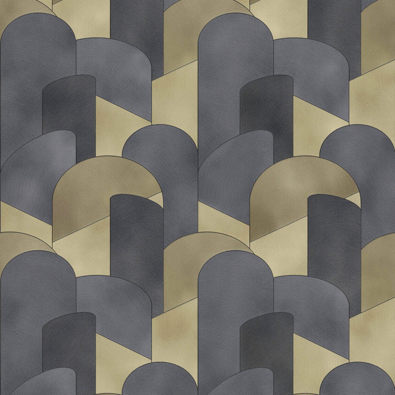 media image for sample 3d geometric graphic wallpaper in gold black from the elle decoration collection by galerie wallcoverings 1 281