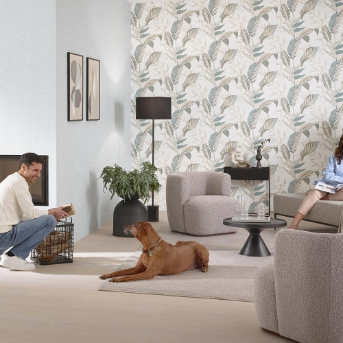 media image for Elle Decoration Floral Wallpaper in Aqua 286