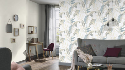 product image for Elle Decoration Floral Wallpaper in Aqua 1