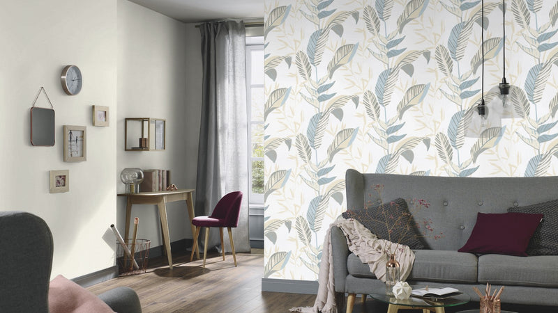 media image for Elle Decoration Floral Wallpaper in Aqua 283