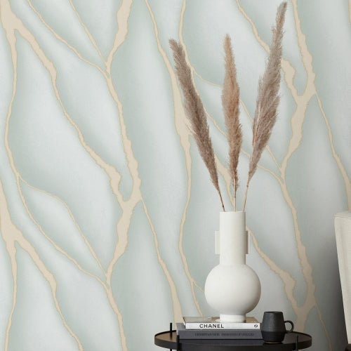 media image for Elle Decoration Patterned Stone Wallpaper in Green 216