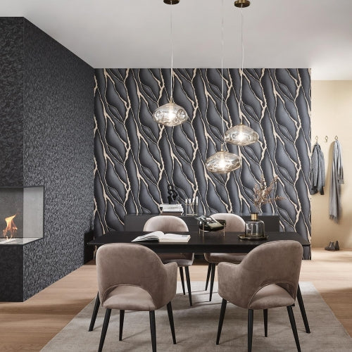 media image for Elle Decoration Patterned Stone Wallpaper in Black 251