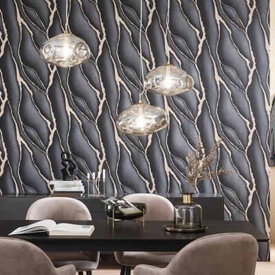 product image for Elle Decoration Patterned Stone Wallpaper in Black 90