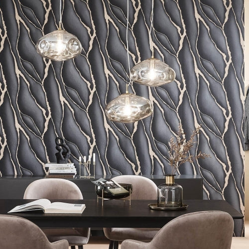 media image for Elle Decoration Patterned Stone Wallpaper in Black 256
