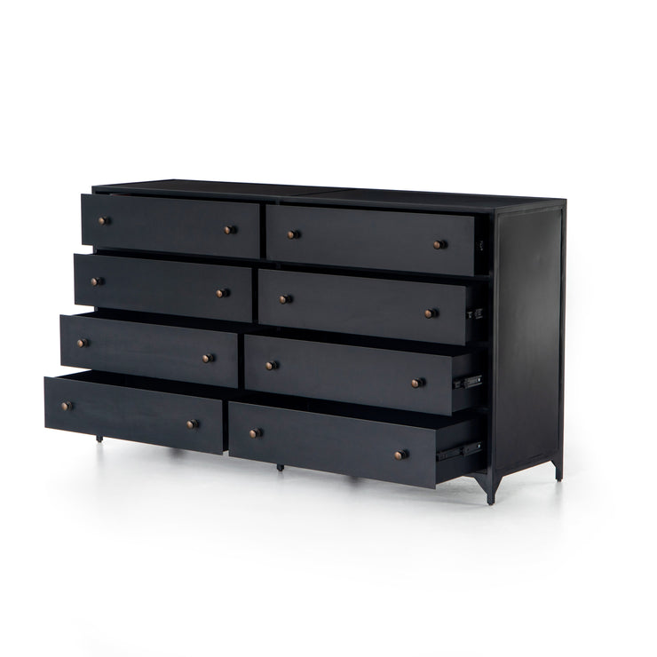 belmont 8 drawer metal dresser in dark metal 4