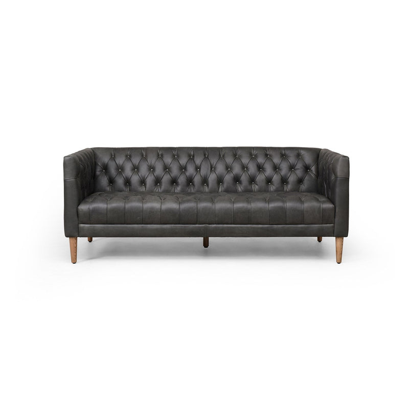 media image for Williams Leather Sofa in Natural Washed Ebony - Open Box 1 244