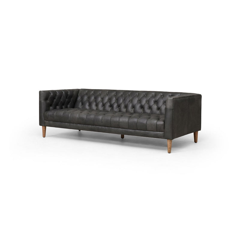 media image for Williams Leather Sofa in Natural Washed Ebony - Open Box 6 266