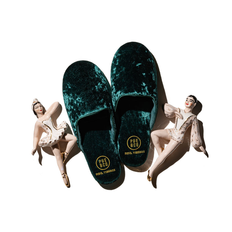 media image for velvet slipper small green design by puebco 2 224