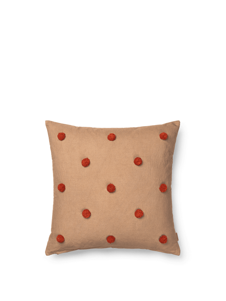 Dot Tufted Cushion -Camel/Red