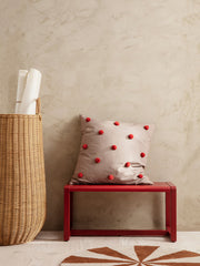 Dot Tufted Cushion -Camel/Red Room1