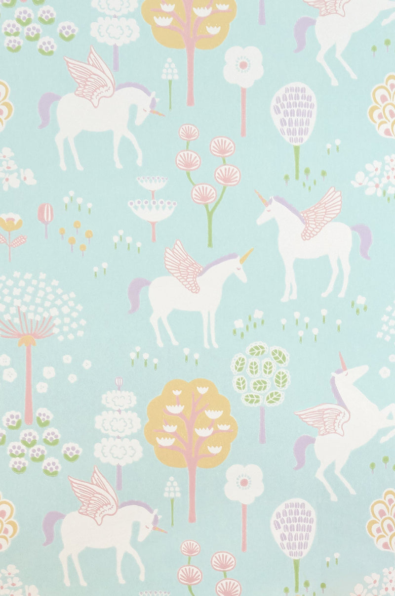 media image for sample true unicorns turquoise wallpaper by majvillan 1 213