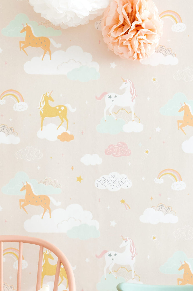 media image for Rainbow Treasures Lovely Pastel Pink Wallpaper by Majvillan 217