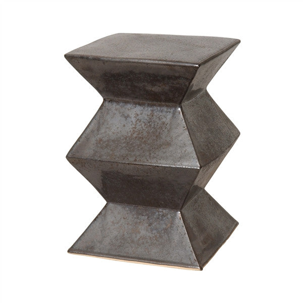 zigzag garden stool in gunmetal design by emissary 1