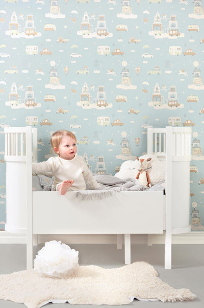 product image for Above The Clouds Soft Blue Wallpaper by Majvillan 36