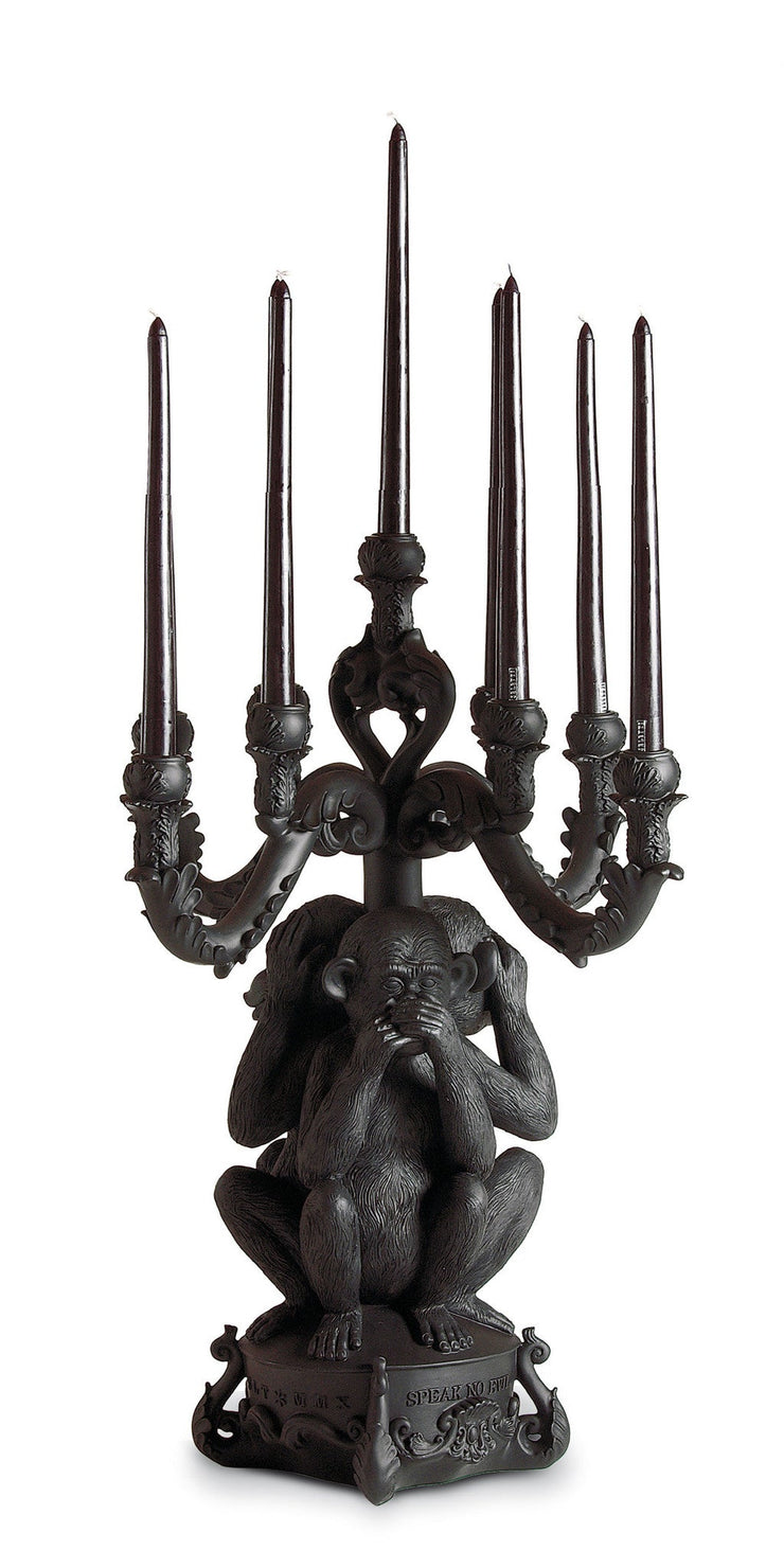 giant burlesque black 3 monkeys chandelier design by seletti 1