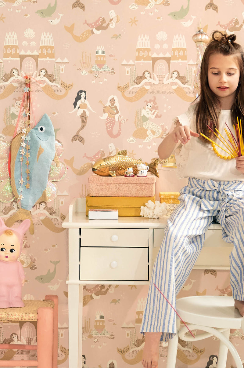 media image for Mermaid Reef Wallpaper in Sweet Pink 234