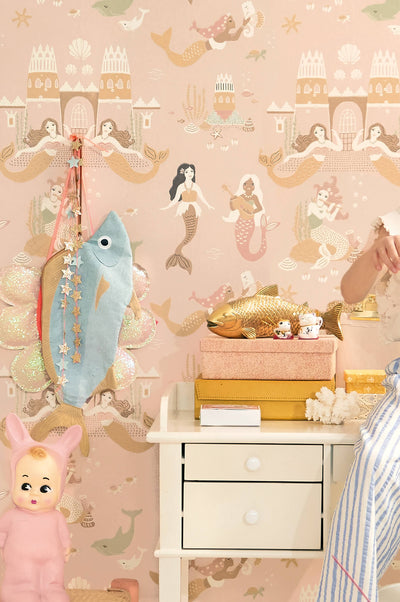 product image for Mermaid Reef Wallpaper in Sweet Pink 34