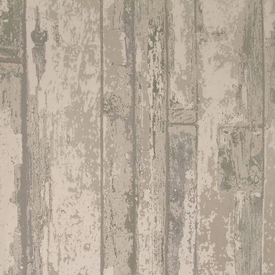 product image of Sample Faux Wood Plank Wallpaper in Grey/Taupe/Ivory 537