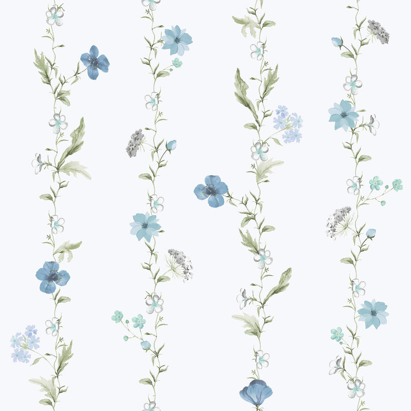 media image for Spring Blossom Vertical Garden Wallpaper in Blue 298