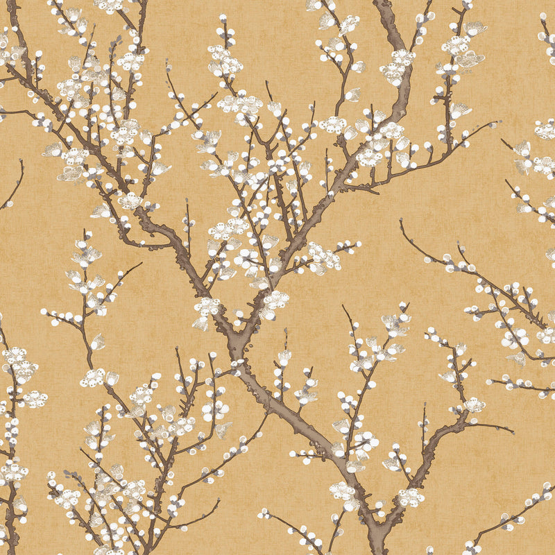 media image for Spring Blossom Sakura Tree Wallpaper in Yellow 247