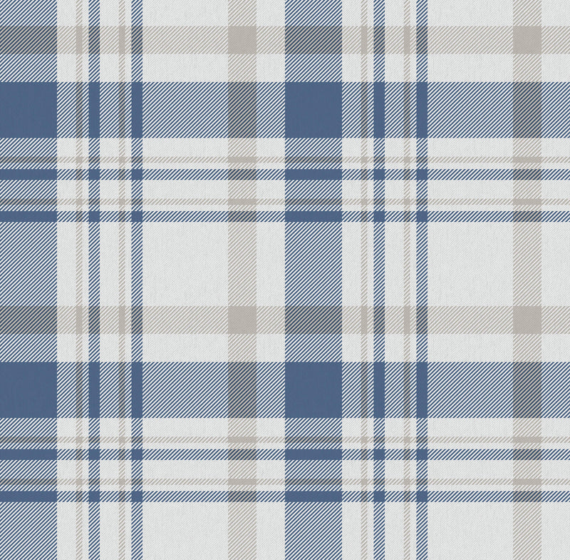 media image for Spring Blossom Plaid Wallpaper in Blue 28