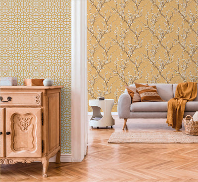 product image for Spring Blossom Sakura Tree Wallpaper in Yellow 85