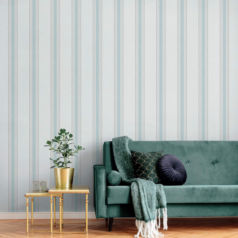 media image for Spring Blossom Stripes Wallpaper in Blue 245