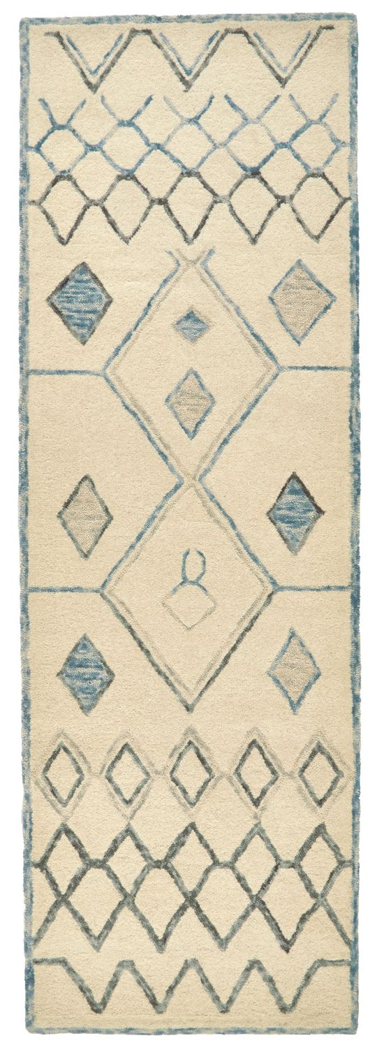 media image for Quillan Hand Tufted Beige and Blue Rug by BD Fine Flatshot Image 1 271