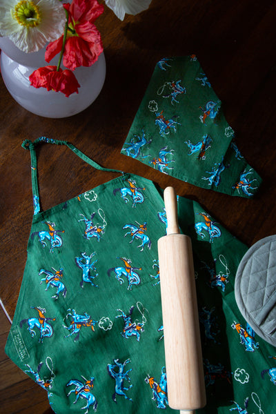 product image for Hand Printed Cowboy Kids Apron With Kerchief 70