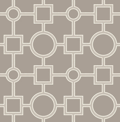 product image of Sample Geo Circles & Squares Wallpaper in Soft Brown/Taupe 565