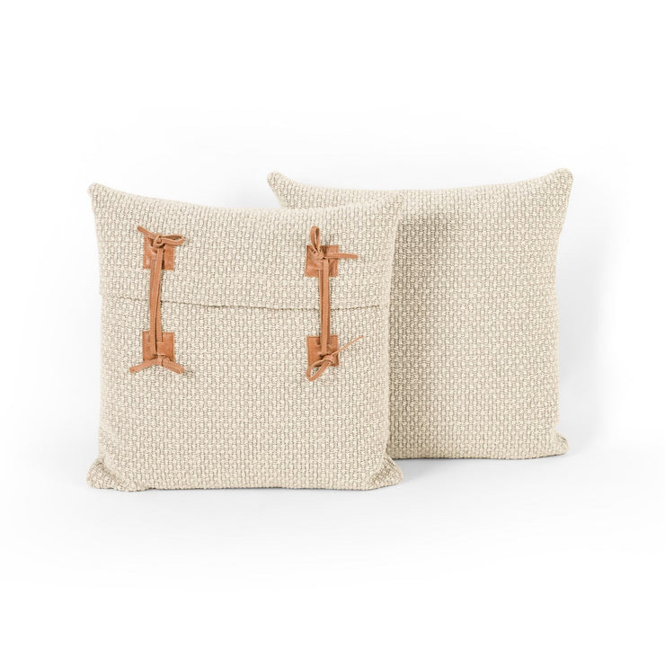 leather tie pillow in oatmeal by Four Hands 2