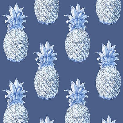 product image of Pineapple Whimsy Wallpaper in Grey/Navy 549