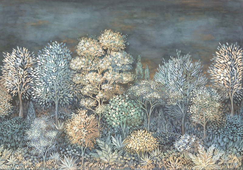 media image for Elle Decoration French Forest Wall Mural in Blue 261