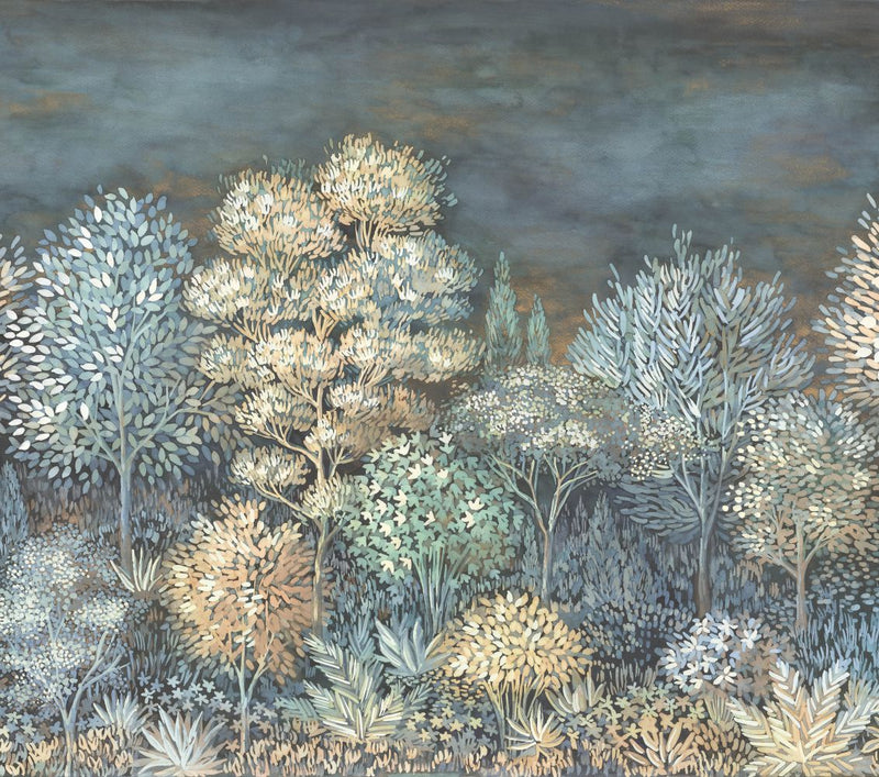 media image for Elle Decoration French Forest Wall Mural in Blue 262