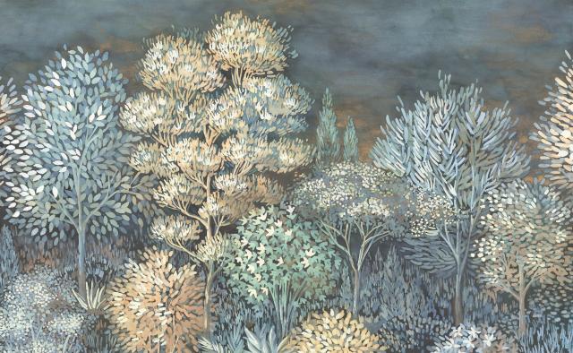 media image for Elle Decoration French Forest Wall Mural in Blue 271