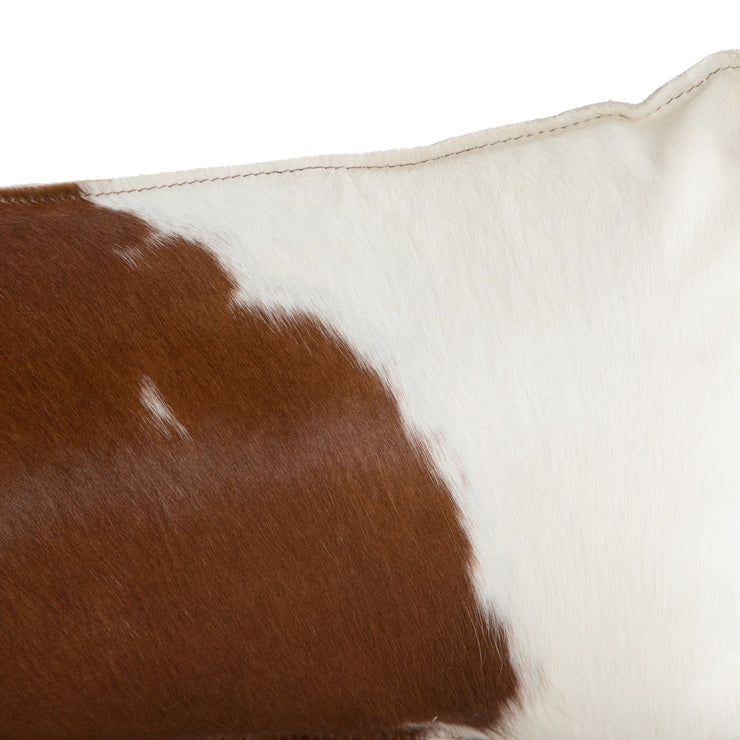 modern cowhide lumbar pillow in black white by Four Hands 5