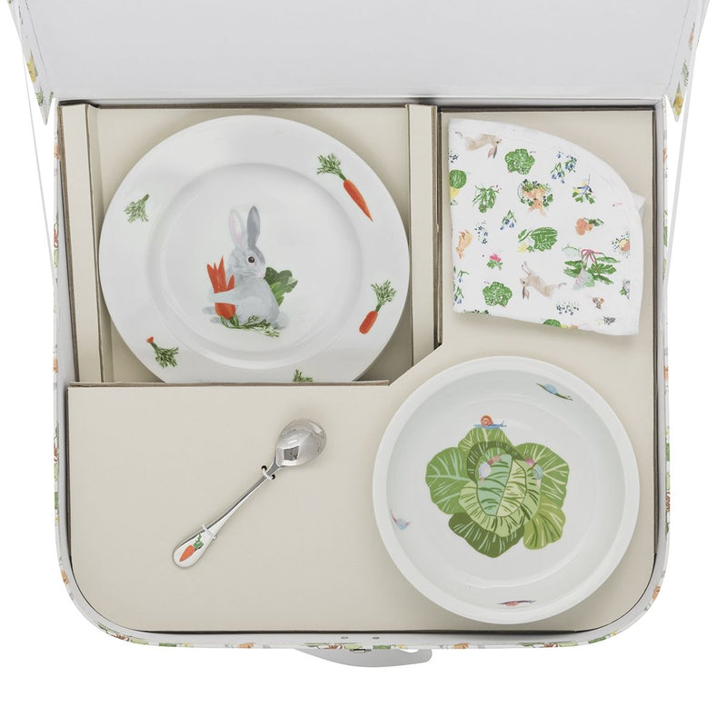 media image for friends of the vegetable garden suitcase plate bowl set with bib 2 291