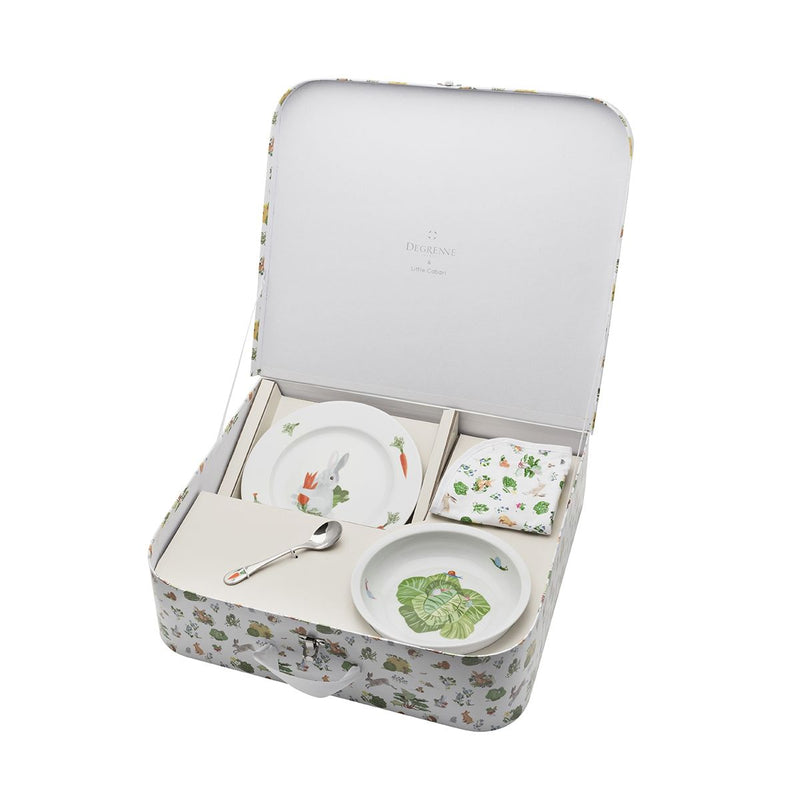 media image for friends of the vegetable garden suitcase plate bowl set with bib 1 266