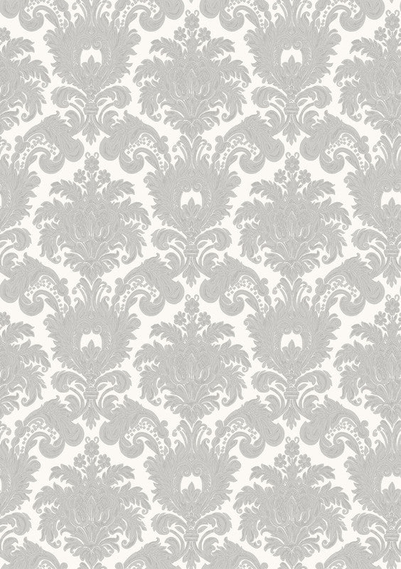 media image for Sample Damasco Wallpaper in Silver/White 282