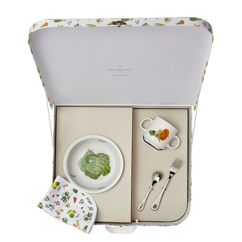 media image for Friends of the Vegetable Garden Suitcase with 5 Piece Tableware Set by Degrenne Paris 238