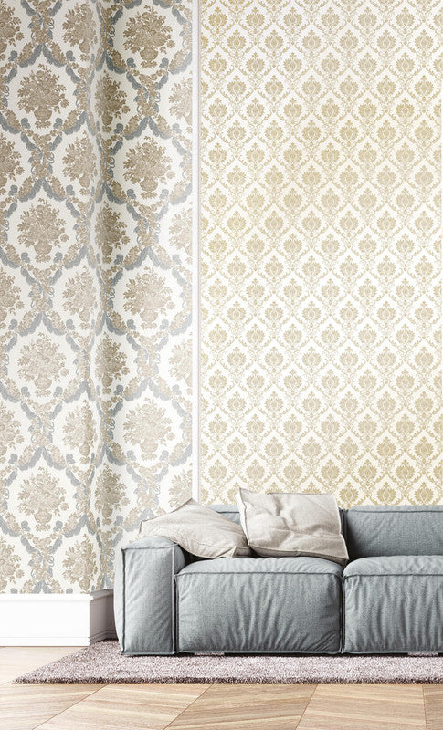 media image for Damasco Wallpaper in Metallic/Ivory 228