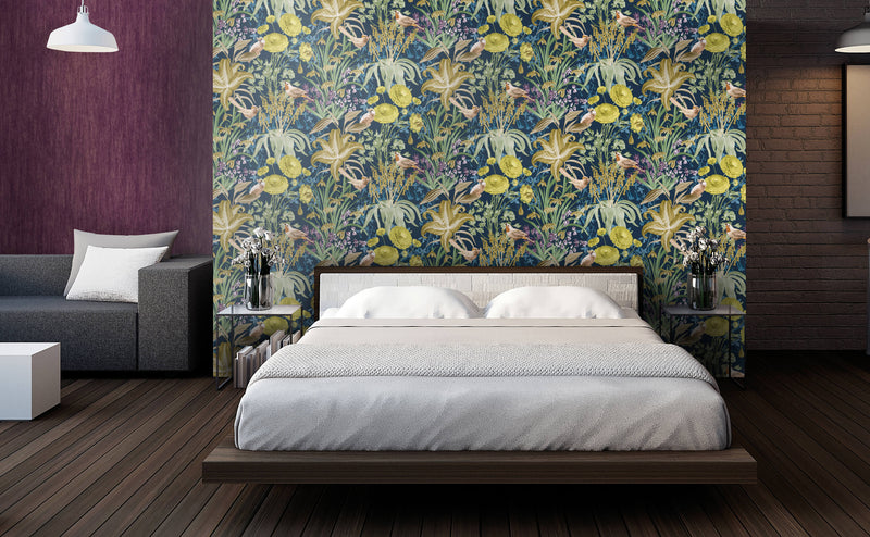 media image for Moorea Blueberry Wallpaper from the Tropical Collection by Galerie Wallcoverings 299
